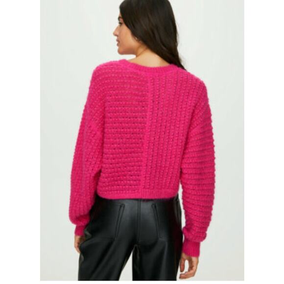 Aritzia Wilfred Free Fuchsia Cropped Oversized Sweater Medium - Picture 2 of 10